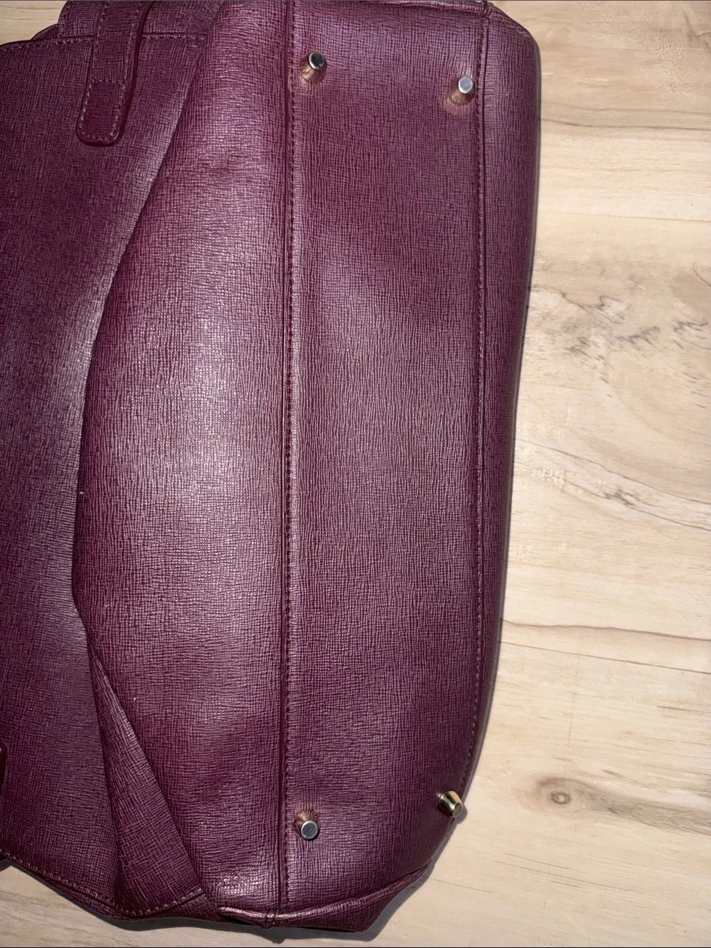 Furla Plum Leather Tote with Gold Hardware